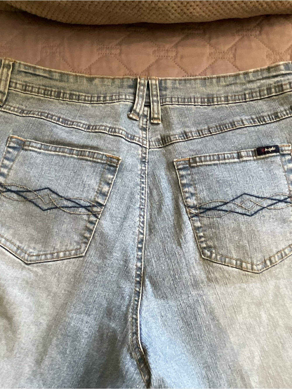 Angels Light Blue Boot Cut Jeans with Pink & Yellow Embroidered Butterfly - Picture 9 of 10